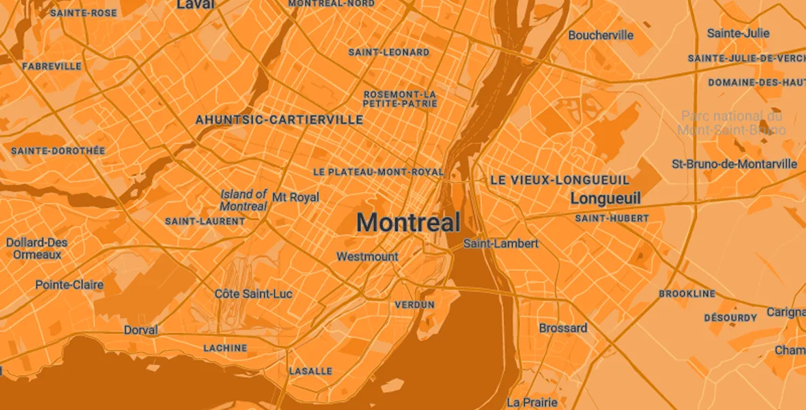 Map of Montreal location